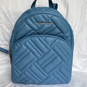 Michael Kors Abbey Medium Quilted Leather Backpack Blue